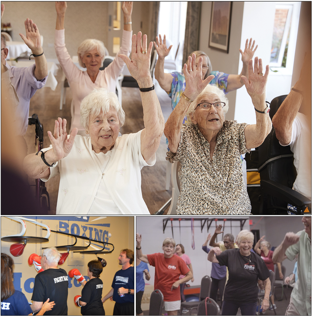 Activities for seniors including music, exercise and dancing at a senior housing community